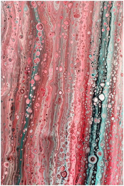 Vibrant abstract fluid art featuring pink and blue