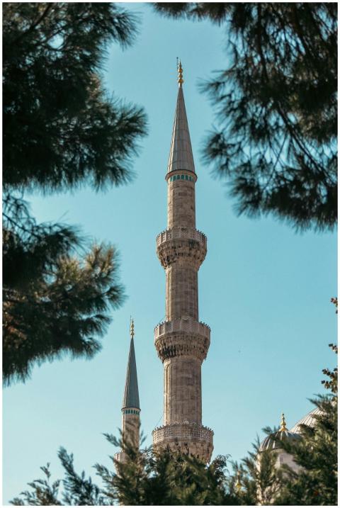 A picturesque view of a mosque minaret in Istanbul