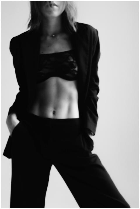 Elegant black and white portrait of a person in a