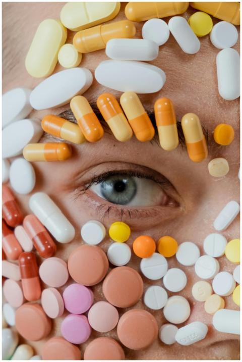 Artistic close-up of a human eye adorned with asso