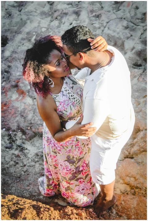 A loving couple sharing an intimate moment outdoor