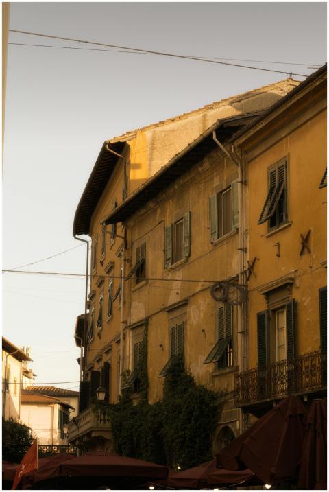 Warm evening light on historical buildings in Pisa