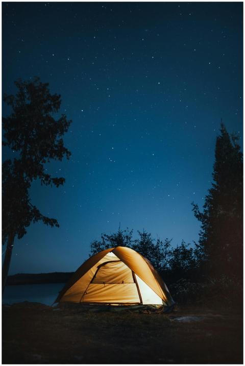 A serene campsite under a starry sky in Ely, Minne