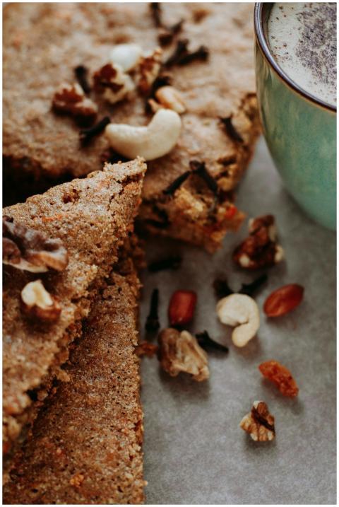 Close-up of nutty baked treats paired with a cream