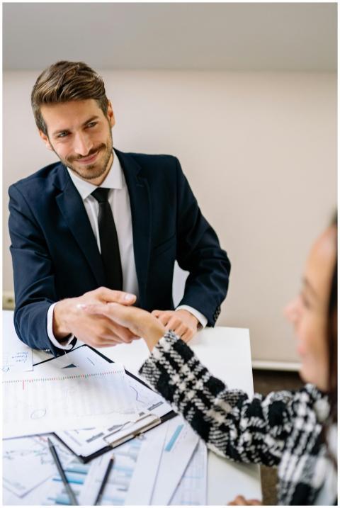 Professional businessmen shaking hands in an offic