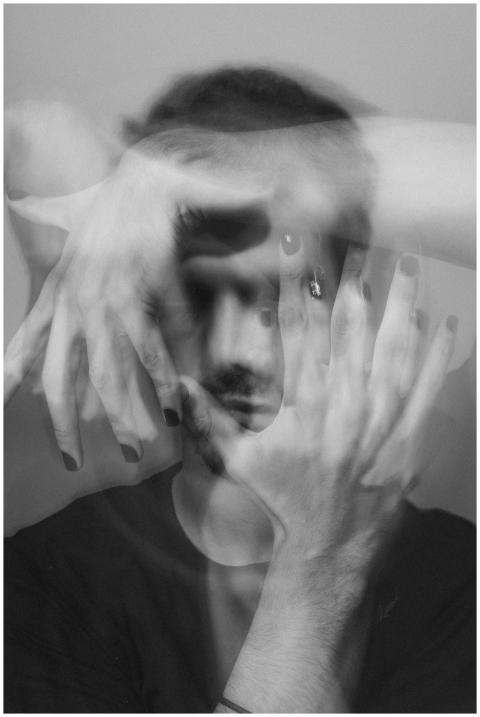 Blurred motion black and white portrait capturing