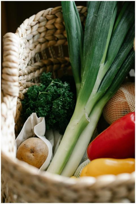 A collection of fresh organic vegetables like leek