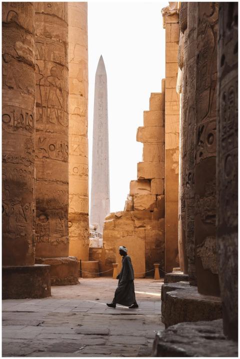 A serene view of the Karnak Temple's ancient colum