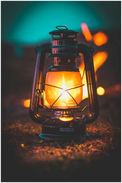 A classic illuminated lantern casting warm glow am