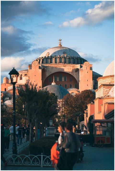 Breathtaking sunset view of Hagia Sophia in Istanb
