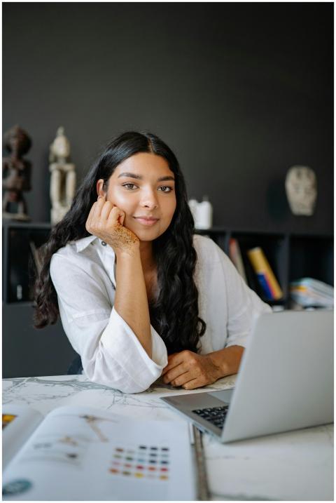 Portrait of a confident businesswoman working at h