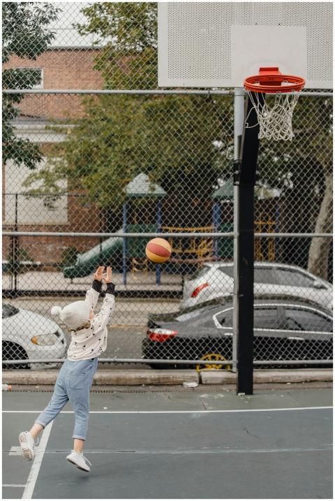 Side view full body of unrecognizable little kid t