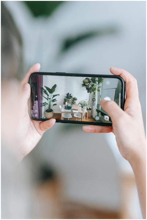 Crop anonymous female taking picture of different