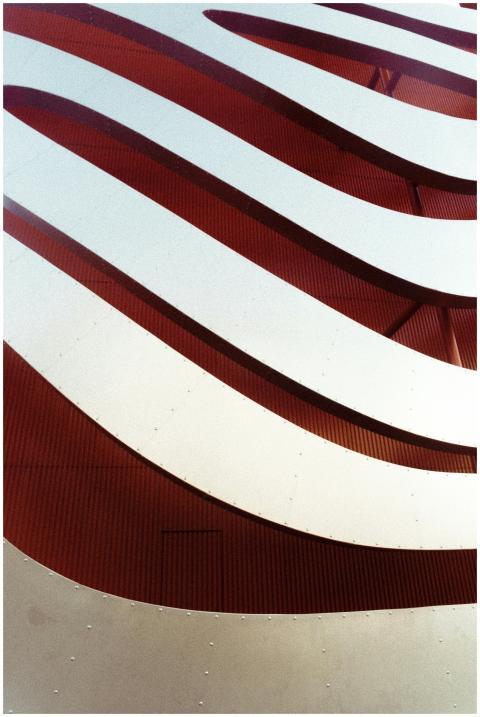 Dynamic close-up of modern architecture featuring