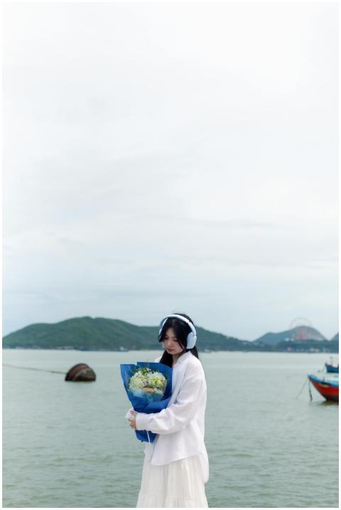 Serene Oceanfront Portrait Headphones