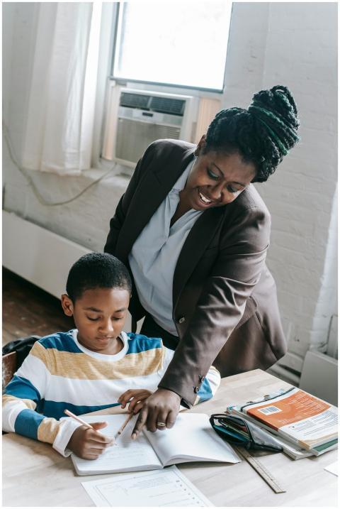 High angle of positive adult African American fema