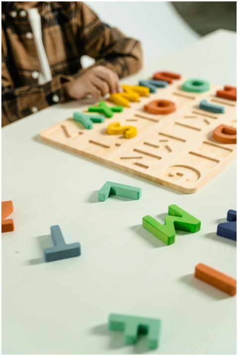 Colorful wooden alphabet letters for preschool chi