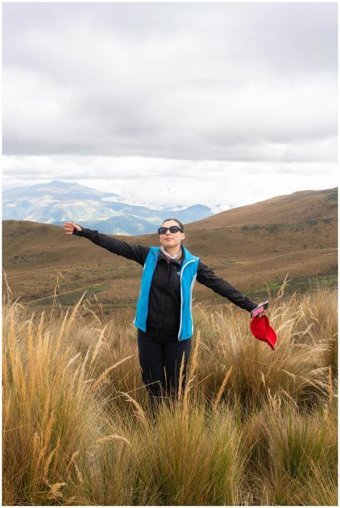 Woman enjoying the scenic Andean highlands on a cl