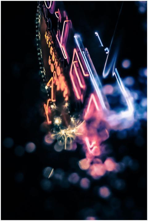 Abstract photo of vibrant neon lights with a strik