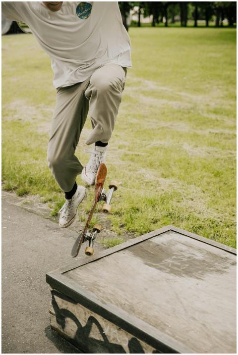 A skateboarder performs a thrilling midair trick o