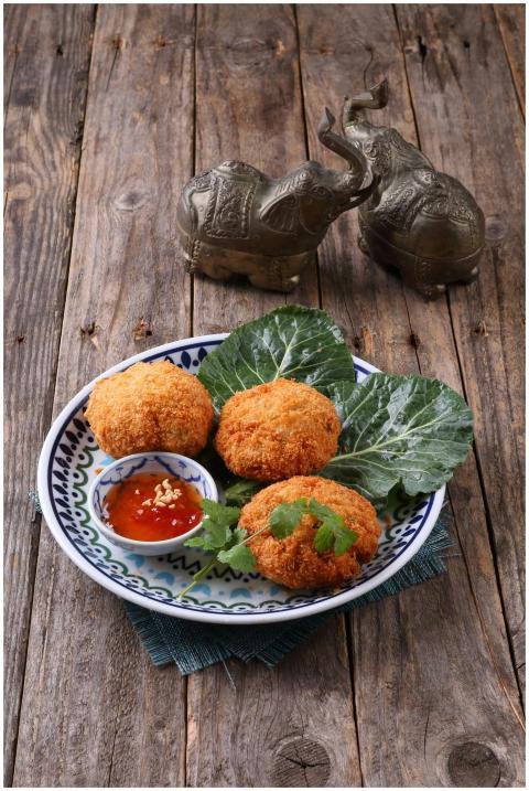Delicious Thai fish cakes served with sweet chili
