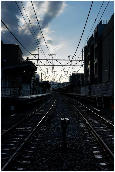 A compelling view of railway tracks in Tokyo durin