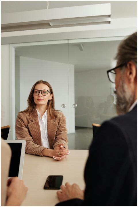 Business professionals engaged in a meeting in a m