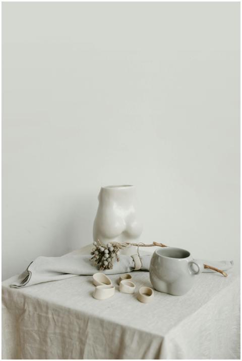 Minimalistic still life featuring a ceramic vase a