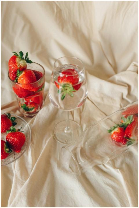 Stylish display of fresh strawberries in different