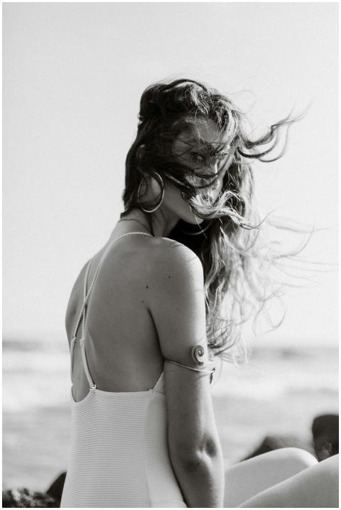 Artistic black and white portrait of a woman on a