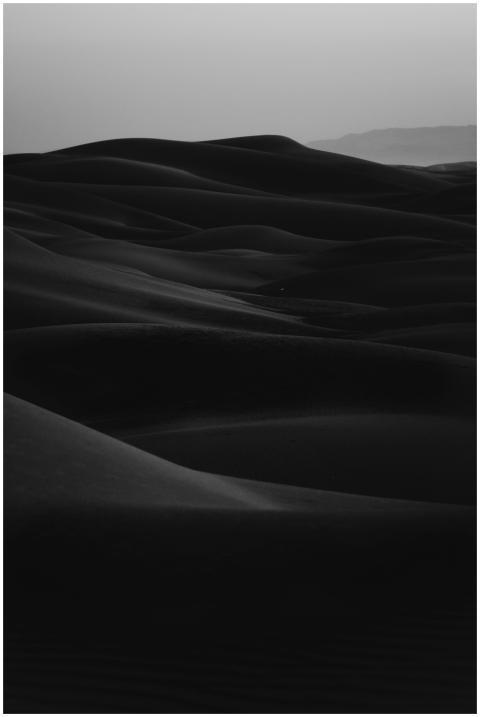 Monochrome image of serene sand dunes creating a d