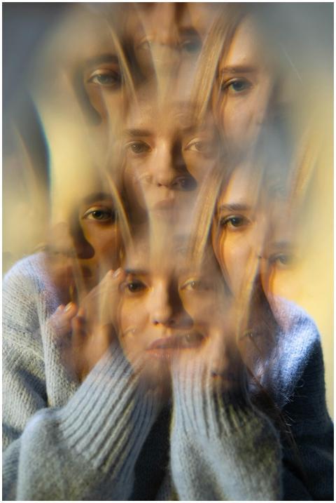 Creative abstract portrait with prism effect and m