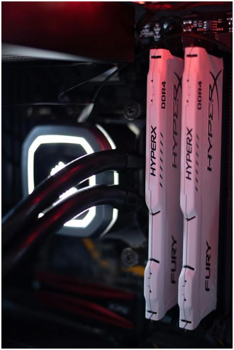 Detailed view of HyperX Fury DDR4 RAM in a gaming