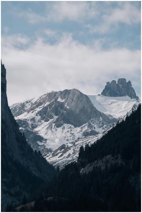 A breathtaking view of snow-covered mountains with