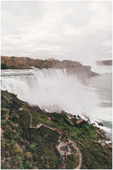Breathtaking aerial view of Niagara Falls cascadin