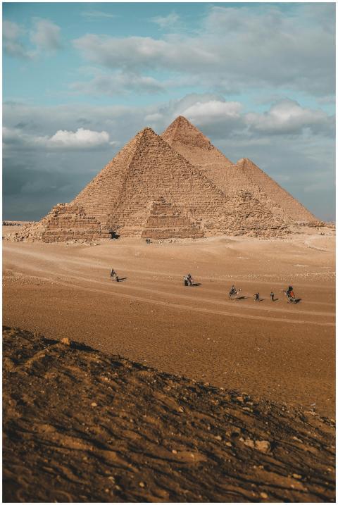 Stunning landscape of the Pyramids of Giza under a