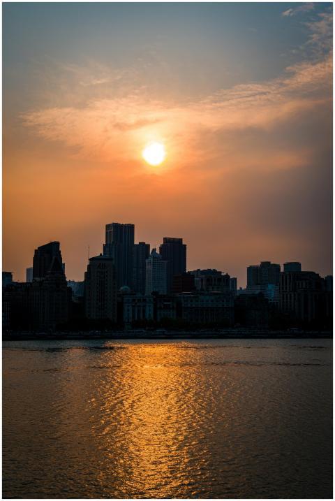 Captivating sunset view over the Shanghai skyline