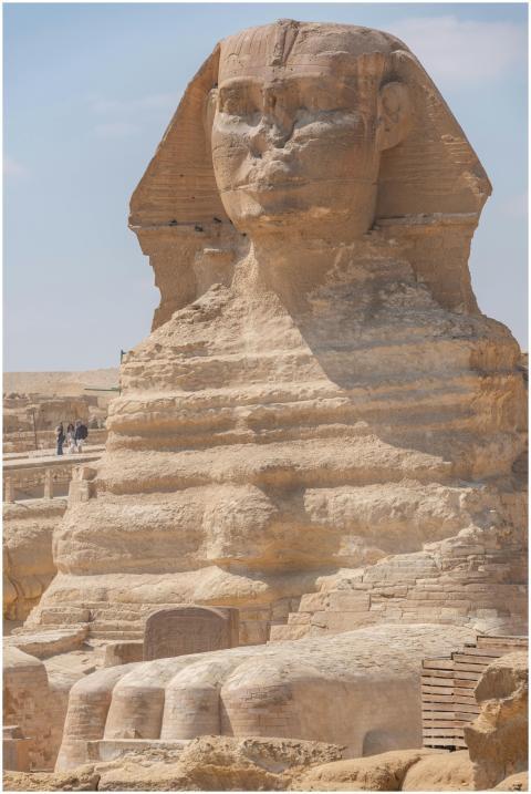 Iconic Sphinx statue in Giza, Egypt captured under