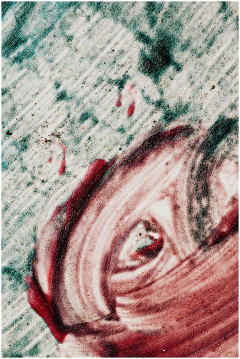 Dynamic abstract artwork with swirling red and blu