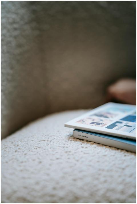 High angle of books for reading at pastime placed