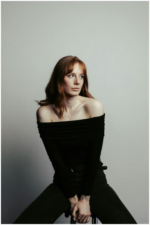 Elegant studio portrait of a woman in Berlin with