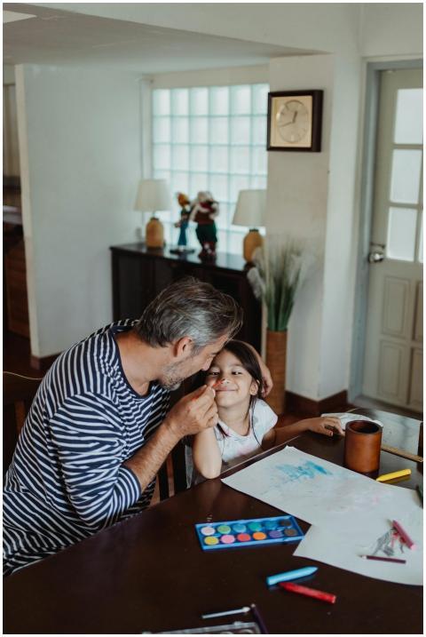 A father and daughter enjoying creative time toget
