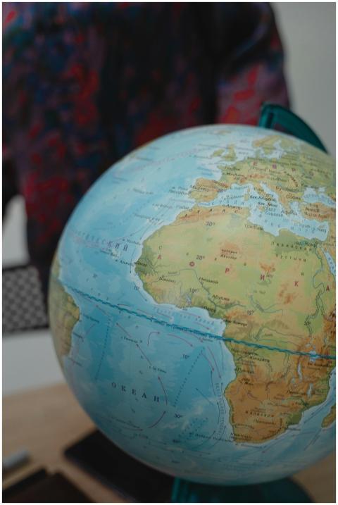 Close-up of a globe showing Africa and Europe, ide