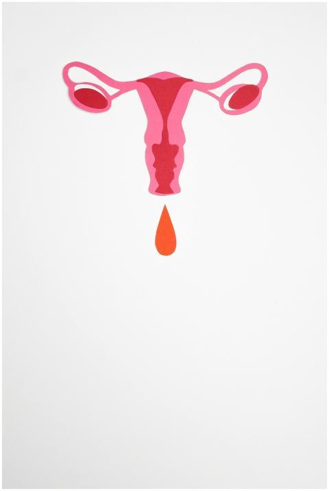 Colorful abstract uterus illustration with blood d