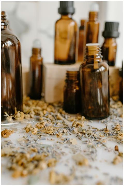 Aromatic herbal essential oils with chamomile and