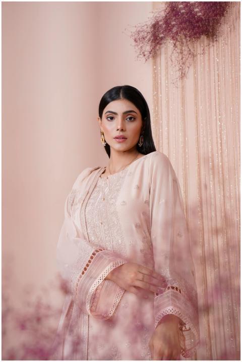Portrait of a young woman in an elegant embroidere