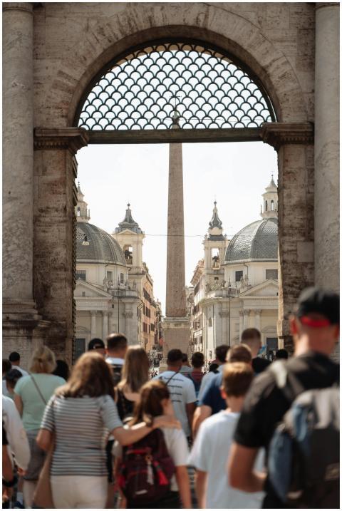 Crowds gather at the iconic Piazza del Popolo with