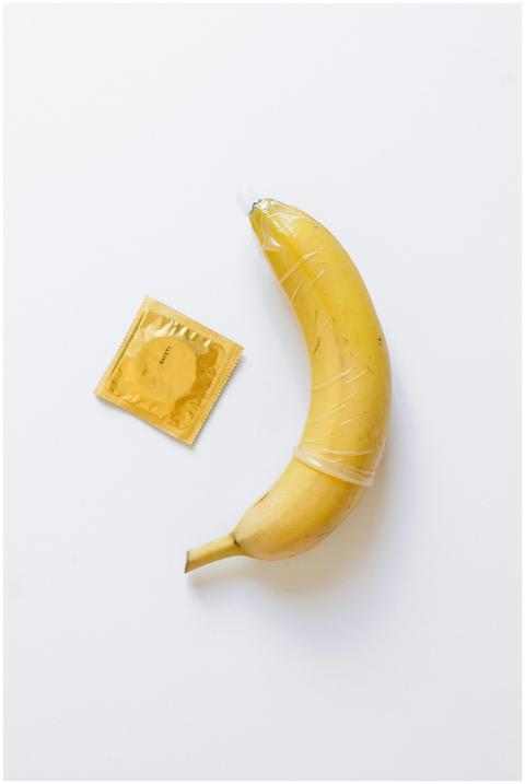Creative representation of safe sex using a banana