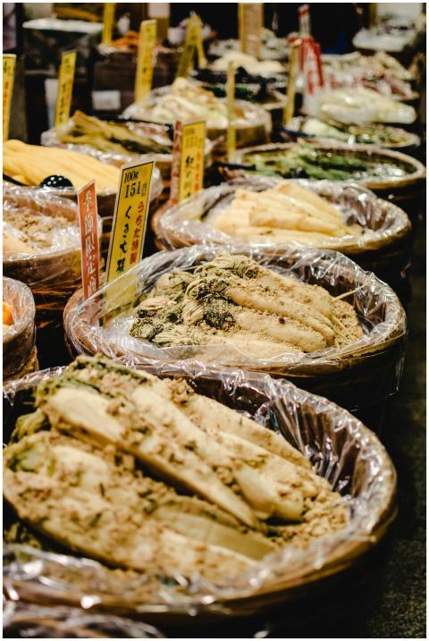 Variety of fermented vegetables on display at Nish