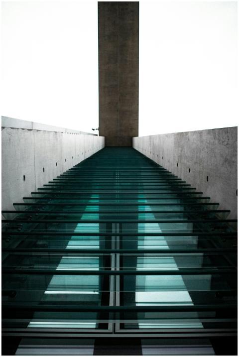 A dramatic view of modern architecture featuring g